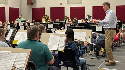 The Starkville-MSU Community Band rehearses