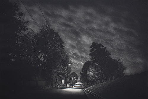 Jacob Crook, “Drift.” 12x18, mezzotint.