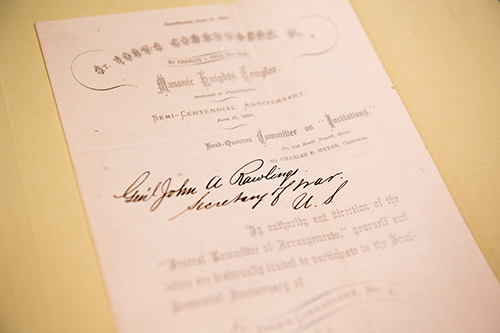 Memorabilia from John Rawlins' time as secretary of war.