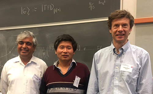 Mississippi State’s Jinwu Ye, pictured with the other SYK model creators, Subir Sachdev, left, of Harvard University, and Alexei Kitaev, right, of the California Institute of Technology. (Photo submitted)